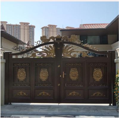 China Easily Assembled Entry Fancy Wrought Iron Gate Basic Iron Track Designs Gates Driveway Electric Fence Gates Motor Sliding Gates for sale