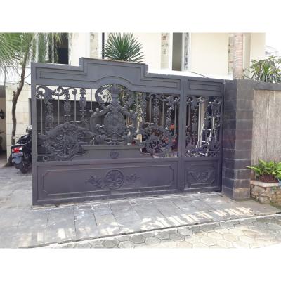 China Easily Assembled Modern High Villa Iron Basic Track Designs High Quality Wrought Iron Gate Electric Driveway Fence Gates Motor Sliding Gates for sale