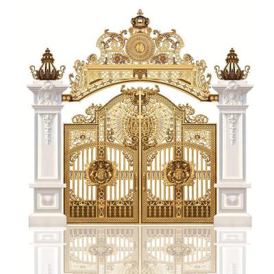 China Easily Assembled Driveway Security Designs Solid Cast Aluminum Entry Villa Garden Royal Luxury Barrier Gate for sale