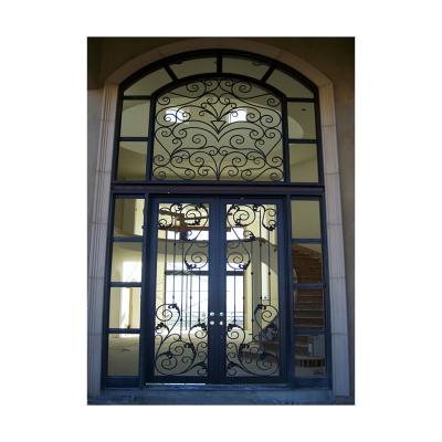 China Front Entrance Modern Colored Wrought Iron Security Grilled Door For Customers for sale