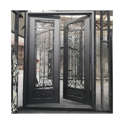 China Modern Door Security Modern Door Hot Wrought Iron Double Doors Forged for sale