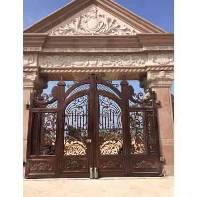 China Durable Cheap Price Modern Swing Sustainable Rot Resistant Wrought Iron Alloy Door for sale