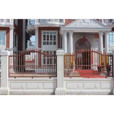 China Easily Assembled Powder Coated Black Wrought Iron Fence And Fence Gate Railing for sale