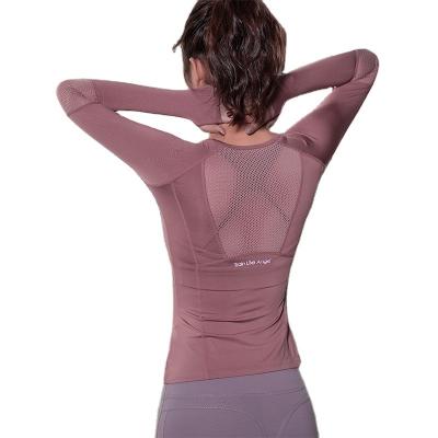 China Breathable Amazon Hot Sale Sports Long Sleeve T-shirt Fitness Tops Woman Plus Size Shirts Polyester Pym Wear Yoga Top for sale