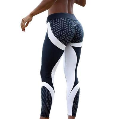 China FDBRO Breathable Honeycomb Printed Sports Gaiters Patchwork Slim Lift Up Yoga Pants Women Sports Fitness Workout Sportswear Tight Pants for sale