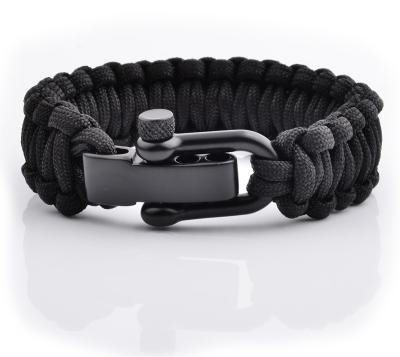 China Adjustable Paracord Survival Bracelet with Stainless Shackle and Durable Nylon Rope for sale