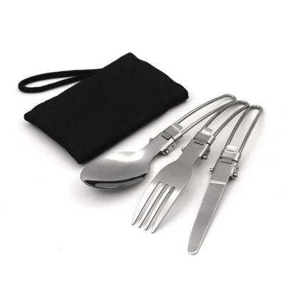 China Stainless Steel Camping Dinnerware Set with Silver Cutlery Fork and Spoon Included for sale