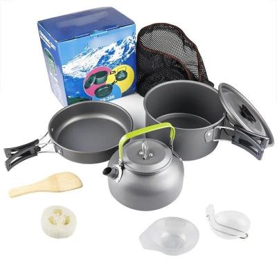 China US Aluminum Portable Camping Cookware for Outdoor Adventures Picnic Cooking Pot Mess Kit for sale