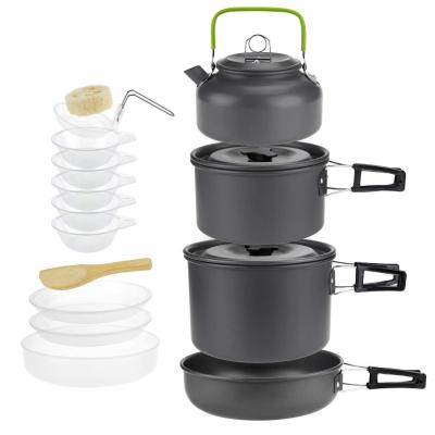 China Outdoor Kitchen Aluminum Camping Pot and Pans Cookware Set with Fast Shipping Cost for sale