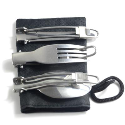 China Stainless Steel Camping Cutlery Set in Portable Folding Style for Outdoor Adventures for sale