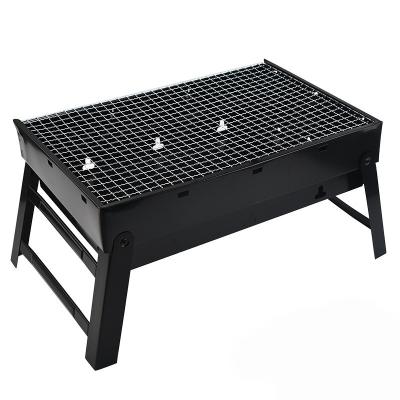 China Stainless Steel BBQ Grill Folding Portable Barbecue Charcoal Grill for Picnic in Black for sale