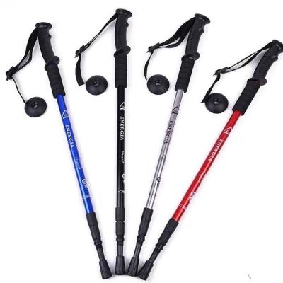 China Blue Aluminum Telescopic Mountain Trekking Pole for Straight Handle Walking Cane for sale