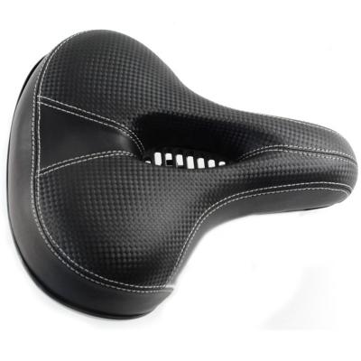 China Outdoor Soft Wide Bicycle Saddle for Cycling Comfortable PU Leather Mountain Bike Seat for sale