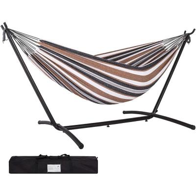 China Portable Double Capacity Camping Hammock Swing with Stand and Cotton Canvas Material for sale