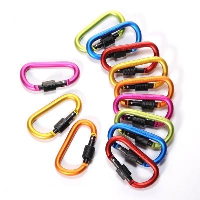 China D Shape Aluminum Keychain Carabiner Clip with Screw Lock Keep Your Keys Safe and Secure for sale