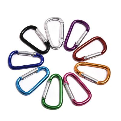 China 5cm D Shape Aluminum Round Carabiner Outdoor Spring Snap Hooks and Sturdy for Outdoor for sale