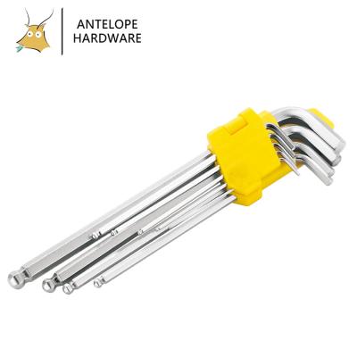 China Turn A Screws Chrome Vanadium Various Sizes 1.5mm-10mm Lengthen Hex Allen Key Wrench Spanner Set for sale