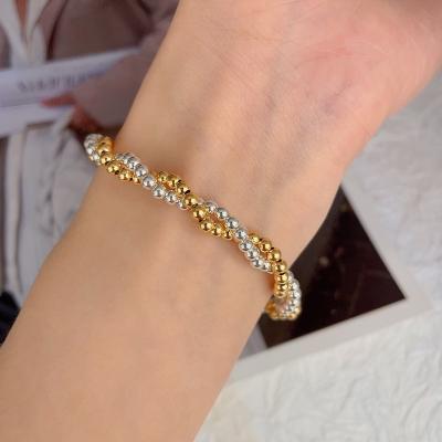 China High quality fashion women bracelet jewelry beads bracelet gold and silver versus color silver bead hand string jewelry for sale