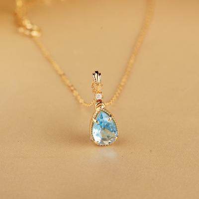 China High quality elegant generous fresh lake Topa blue stone necklace wholesale high quality temperament for sale