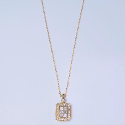 China New Fashionable France Vintage Simple Stylish Square Diamond Stone Jewelry High Quality for sale