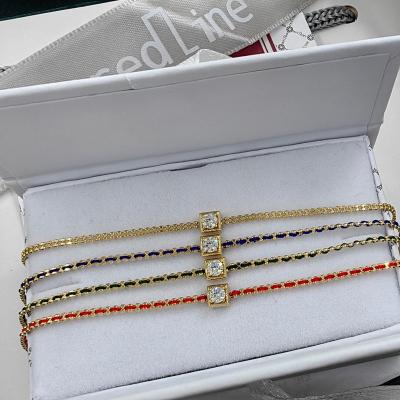 China High-grade stylish personality of clothing accessories with the new characteristic rainbow rope 18K gold square bracelet for sale