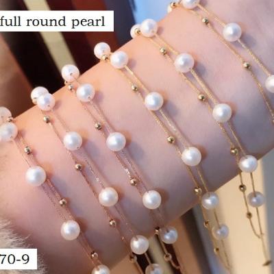 China High Quality Gold Jewelry 18K Gold Bead Bracelet Chain Wedding Engagement Bride Solid Gold Bracelet for sale