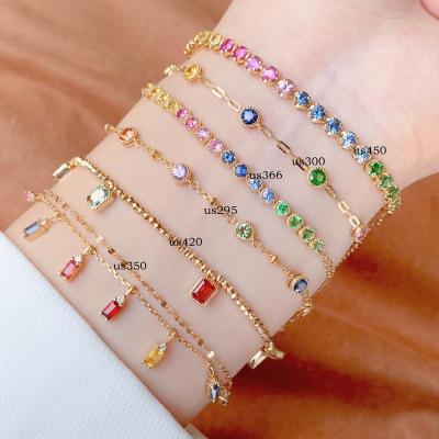 China High Quality Hot Sale Gemnel Fine Jewelry Cable Chain Beaded Colorful Enamel 18K Gold Bracelet for sale