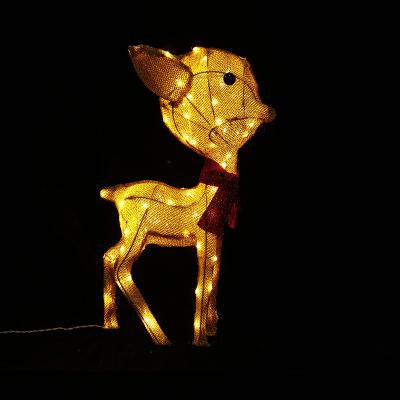 China Christmas decoration 0.5m high ip65 decorative light holiday pattern waterproof light yellow oriented fabric 3d deer for christmas decoration for sale