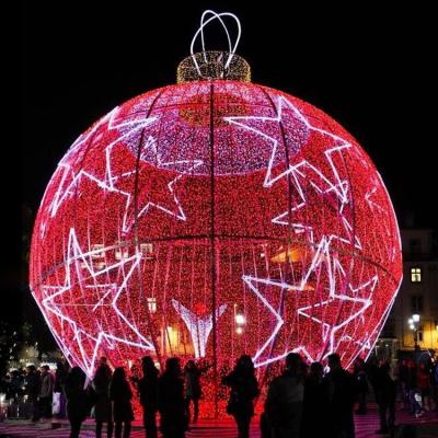 China Red Pattern Commercial Street Light Ball Use Huge Star Decoration Bell Arch Building Red Light for Street Party Decorations for sale