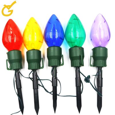 China Outdoor Decoration Amazon Hot Sells New Multicolor Led Waterproof Christmas C9 Stake Lights For Outdoor Garden Pathway for sale