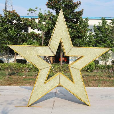 China Customized commercial use open park light 3d pattern light iron structure yellow star light for street park decoration for sale