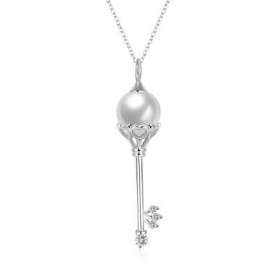 China CLASSIC Heart Key Shape Jewelry 925 Sterling Silver High Quality Pearl Tasty Silver Pendant Necklace for sale