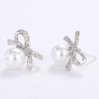 China Lattefah CLASSIC 2019 Cute Bow Earrings Zircon Stud Earrings New Stud Earrings For Girl for sale