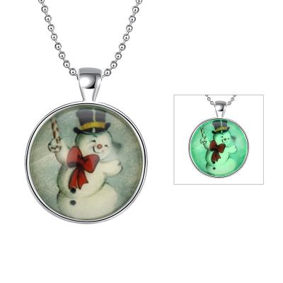 China Christmas CLASSIC Cute Snowman Necklace Top Sale Amazon Luminous Necklace Jewelry for sale