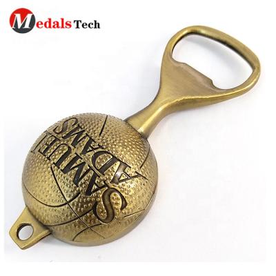 China Shape 3d Europe Football Shape Beer Festival Souvenir Metal Tourist Fridge Magnet With Bottle Opener for sale