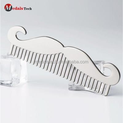 China Home Personalized Custom Stainless Steel Metal Beard Shape Comb For Women for sale