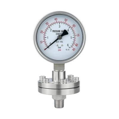 China Stainless steel 100mm 1/2 thread connection, high precision corrosion resistant diaphragm pressure gauge for sale