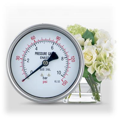 China Stainless Steel Back Stainless Steel Pressure Gauge 100mm 1/2 Thread for sale