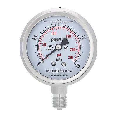 China 1/4 Thread Connection Stainless Steel Pressure Gauge Water Pressure Gauge Hydraulic Pressure Gauge for sale