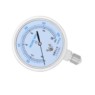 China Housing Stainless Steel 3/8 Connecting Natural Gas Pressure Gauge Micropressure Gauge 10KPa Pressure Gauge for sale