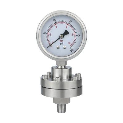 China 1/4 Thread Connection Stainless Steel Diaphragm Pressure Gauge Food Grade Stainless Steel Pressure Gauge for sale