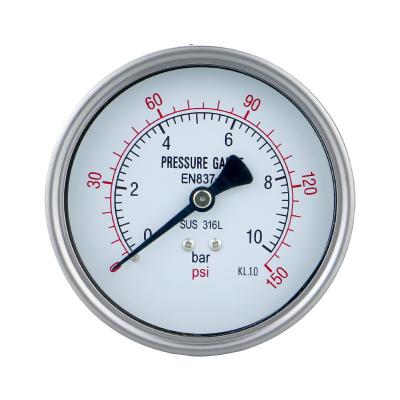 China High Quality 100mm Threaded German Type Stainless Steel Pressure Gauge All Of Stainless Steel Connection ZG1/2 1.0 63mm for sale