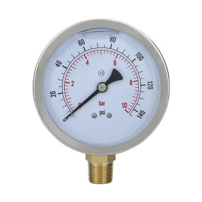 China Stainless Steel Stable Quality Vacuum Bourdon Tube Liquid Filled Pressure Gauge Housing for sale