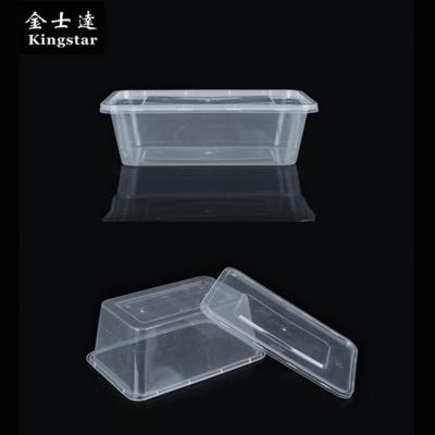 China 1000ml transparent hermetic rectangle container clear pp plastic food container with lid for sale