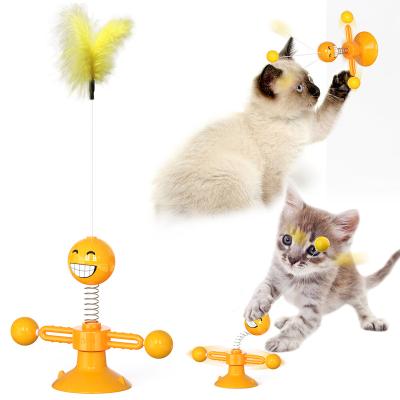 China Hot Selling Spring Stocked Cat Stick Organic Funny Animal Turntable Ball Toys For Pets for sale