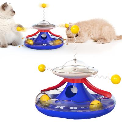 China Blue Funny Ball Stocked Cat Toy Pet Interactive Lake Stick Turntable Suitable Price for sale