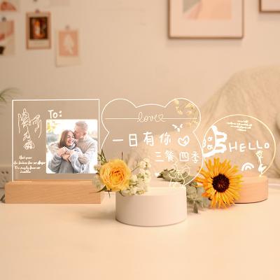 China Modern Creative Led Night Light Note Board Message Board With Pen USB Power Decor Night Lamp Message board 3D lights for sale