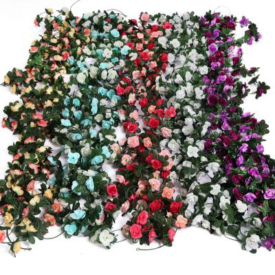 China Art Decor RTS Artificial Flower Rose Garland Flower Vine Wholesale Garland with 45 Fake Silk Roses for Party Wedding and Home Decoration for sale