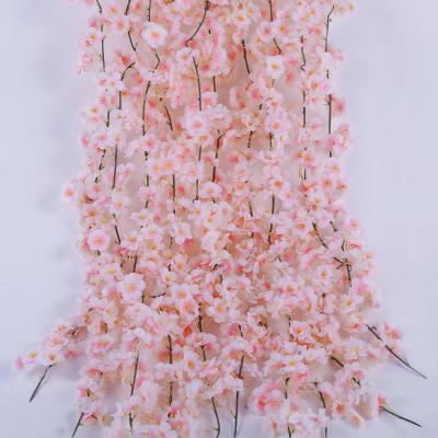 China Art Decor RTS Fake Flower Wreath Cherry Blossom Artificial Garland Silk Flower Vine for Wedding Party and Home Decor for sale