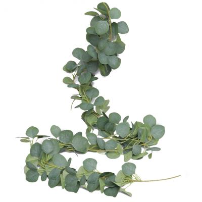 China Art Decor Artificial Eucalyptus Green Leaf Wholesale Artificial Eucalyptus Vine Garland for Party Wedding and Home Decor for sale